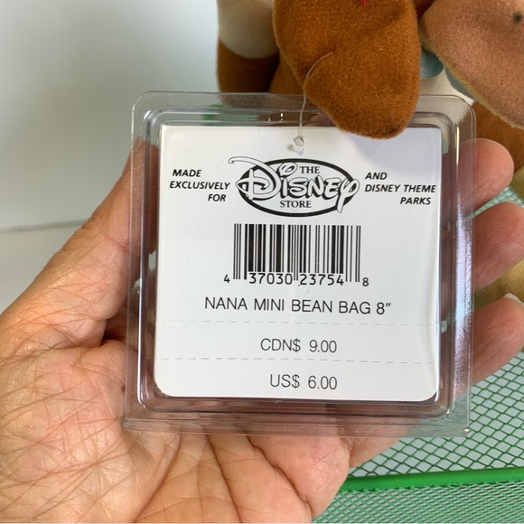 Vintage 💕Disney 2 Peter Pan Characters , Smee💚 & Nana 🐕 Mini Bean Bag  8” - Picture 8 of 12